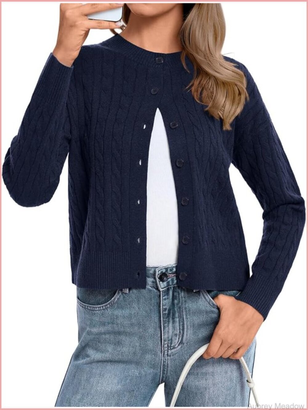Cropped Cardigan Sweater for Women Lightweight Knit Casual Open Front